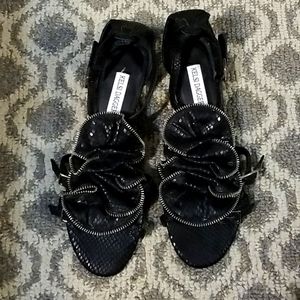 Kelsi Dagger Black Snakeprint Sandals